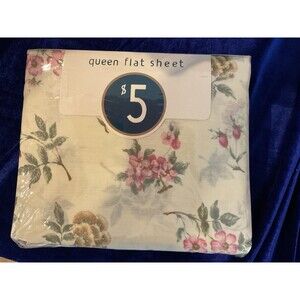 VTG NWT Mervyn’s Queen Flat Sheet Cherry Blossom Multicolor Floral Sealed